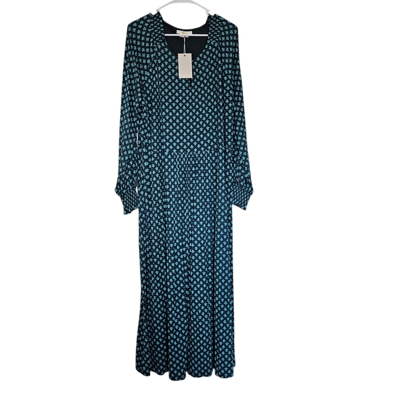 NWT Boden Teal Printed Long-Sleeve Maxi Dress Size 18L - Picture 2 of 7